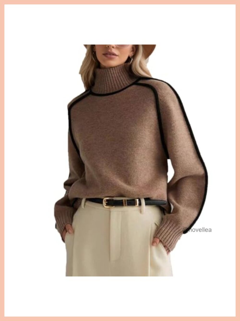 Women's Turtleneck Sweater Chunky Long Sleeve Knitted Pullover Oversized